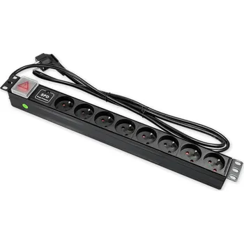 Přepěťová ochrana PD.0805.200 - 19" napájecí panel, 1U, 8x 230 V, přepěťová ochrana, vypínač