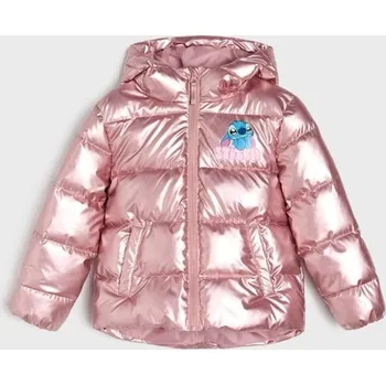 Dívčí bunda Sinsay - Zateplená bunda z lehce lesklého materiálu Stitch - růžová - 180GH-39X - 180GH-39X-98