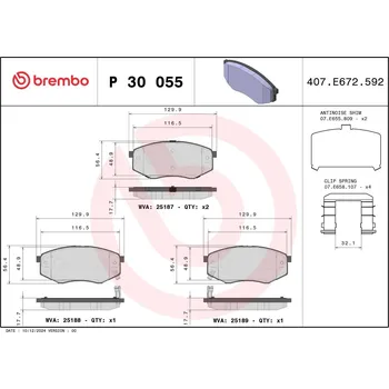 Brzdová destička Sada brzdových destiček, kotoučová brzda BREMBO P 30 055