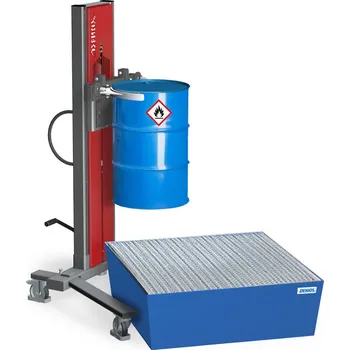 Paletový vozík Sudová zdvižka Secu Ex, na 200- až 220litrové sudy, pravoúhlý podvozek, zdvih 0-1320 mm, ATEX