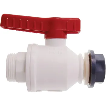 Ventil Kulový kohout z PP, bílý, vnější závit vstup 1 - výstup M 42 x 3, NW 25 mm, BJ = 5 kusů