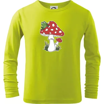 Dětská móda Goblincore houba veselá - Triko dětské Long Sleeve - 104-110cm / 3-4 roky ( Limetková )