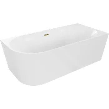 Vana Mexen Mia volně stojící rohová pravá 160 x 80 cm, bílá, přepad zlatý - 52691608000P-50 Volně stojící vany