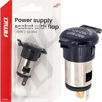 Autožárovka AMiO Power supply socket with flap 250W 12V 24V AMIO-04434