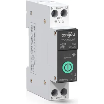 Vývojová deska Wifi relé stykač na DIN lištu TUYA s měřením spotřeby - 63A, měření kWh, W, A, V
