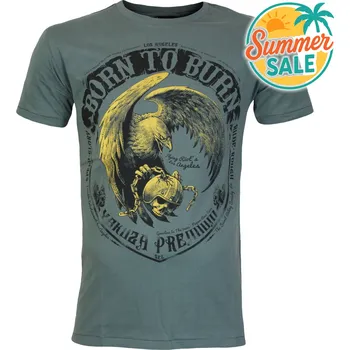 Yakuza Premium Selection Tričko Yakuza Premium 3804 - zelené olivové, Born to Burn, Flying Riots Los Angeles Velikost: 4XL