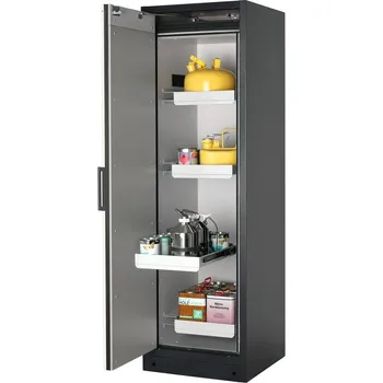 Protipožární skříň na nebezpečné látky asecos Select W-64L-O, 4 ks vany, dveře bílé, One-Touch