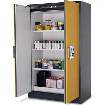 Protipožární skříň na nebezpečné látky asecos Select W-123-O, 3 ks police, dveře žluté, One-Touch