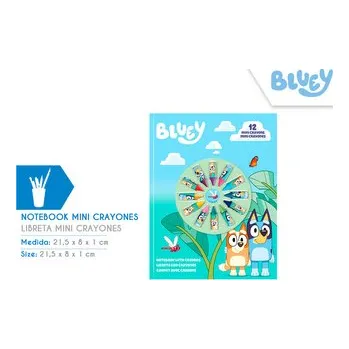 Set školních potřeb Notatnik z 12 mini kredkami Bluey, Kids