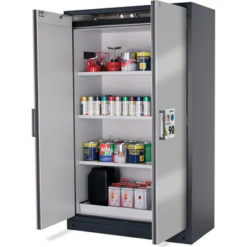 Protipožární skříň na neb.látky Select, W-123, korpus antracit., dveře stříbrné, 3 vložné police