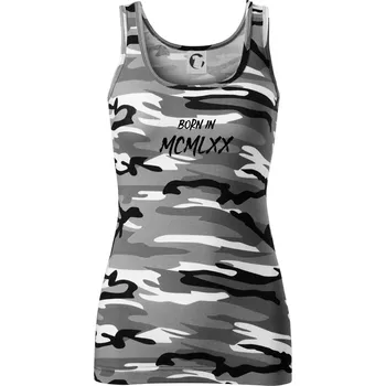 Dámské tričko Born in - Římské číslo 1970 - Dámské Maskáčové tílko - XS ( Šedý maskáč )