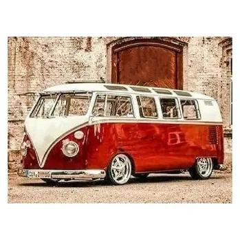 Set školních potřeb Malowanie po numerkach 40x50cm Autobus VW ogórek czerwony rysunek, Norimpex