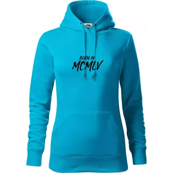 Dámská mikina Born in - Římské číslo 1955 - Mikina dámská Cape s kapucí - XL ( Světlý tyrkys )