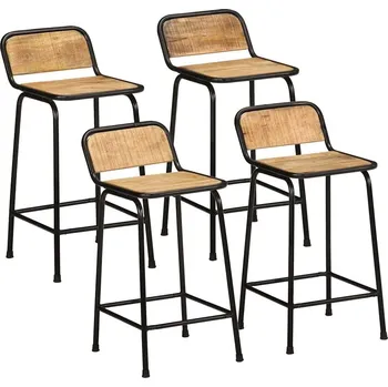 vidaXL barové stoličky 4 ks 46x35,5x80 cm Masivní dřevo hrubé mango [4013531]
