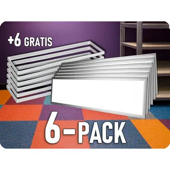 LED osvětlení LED panel 40W, 4800lm, 120x30cm+ kryty pro uchycení/6-PACK! Studená bílá