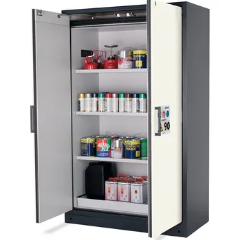 Protipožární skříň na nebezpečné látky asecos Select W-123-O, 3 ks police, dveře bílé, One-Touch