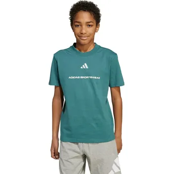 Dětské bavlněné tričko adidas zelená barva, KC5383 67X, vel. 128