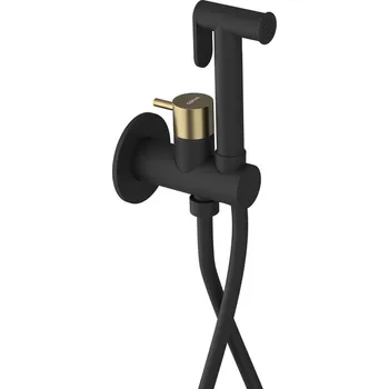 Vodovodní baterie Sapho ULTRAMIX podomítková bidetová baterie se Stop sprškou, kulatá, černá mat/zlato mat UT013BG