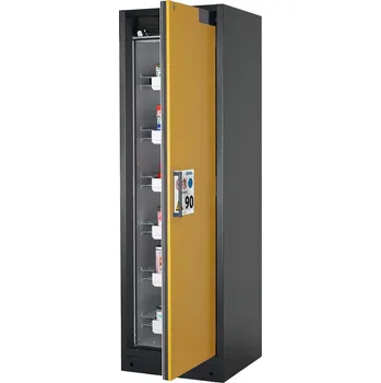 Protipožární skříň na nebezpečné látky asecos Select W-66R-O, 6 ks vany, dveře žluté, One-Touch