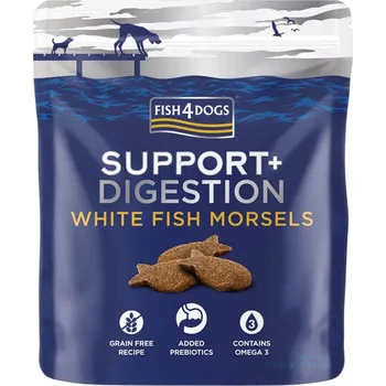 Pamlsek pro psa FISH4DOGS Pamlsky pro psy SUPPORT+ podpora trávení bílá ryba s prebiotiky 225 g