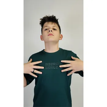 Reporter Young | Chlapecké tmavě zelené tričko s 3D potiskem MICRO WORLD - Barva ZELENÁ, Velikost 170 243-0440B-46-580-1