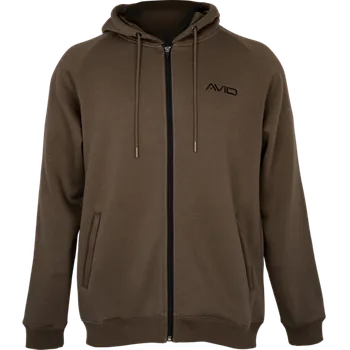 Rybářské oblečení Mikina na zip s kapucí Avid Carp Compound Zip Hoodie Hnědá Velikost M