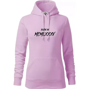 Dámská mikina Born in - Římské číslo 1985 - Mikina dámská Cape s kapucí - S ( Orchid )