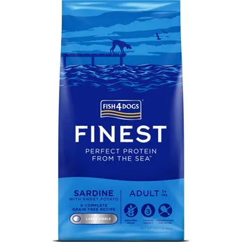 Pro psa FISH4DOGS Granule velké pro dospělé psy Finest sardinka se sladkými bramborami 12kg,1+