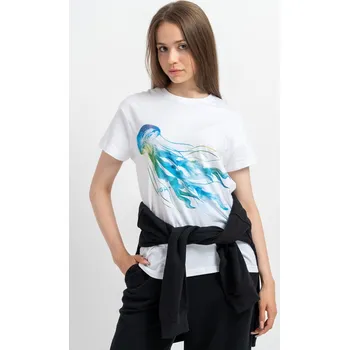 Reporter Young | Dívčí bílé tričko s potiskem medúzy na přední straně - Barva BÍLÁ, Velikost 146 243-0440G-31-200-1