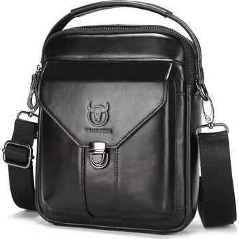 Bullcaptain kožená taška přes rameno Marmout Černá