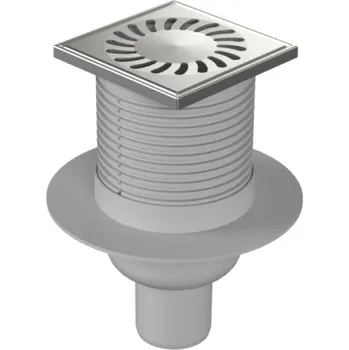 podlahová vpusť HACO Podlahová vpusť spodní s přírubou PVS 100x100 PR/DN50 nerez - na objednávku HC0532