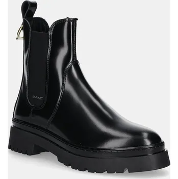 Dámská zimní obuv Kožené kotníkové boty Gant Aligrey dámské, černá barva, na plochém podpatku, 31551158 99X, EUR 36