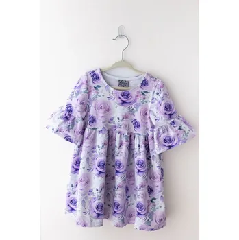 Dívčí oblečení Boho dívčí šaty Levandulové ruže-Lily Grey 128 / 8 let