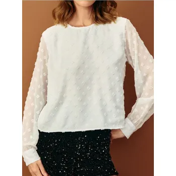 Dámská móda Sinsay - Košilová halenka s nabíranými rukávy - bílá - 191FI-00X - 191FI-00X-M