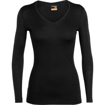 dámské merino triko dlouhý rukáv ICEBREAKER Wmns 200 Oasis LS V, Black/Snow/Stripe velikost: S