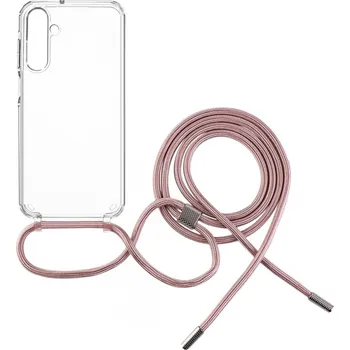 Telefonní příslušenství Pouzdro FIXED Pure Neck s růžovou šňůrkou na krk pro Samsung Galaxy A25 5G