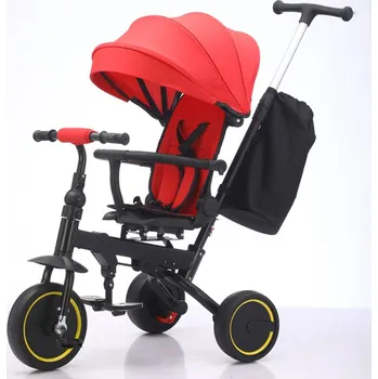 Dětské vozidlo Dětská tříkolka Premium 5 v 1 červená