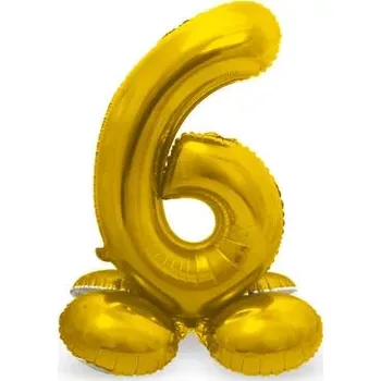 Balónek Stojící foliová číslice - zlatá 6 - 72 cm