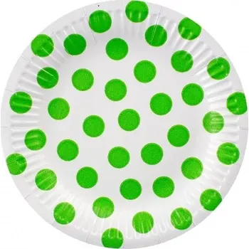 Talíř EKO Talířky papírové ,,puntík" světle zelené 18cm, 6ks