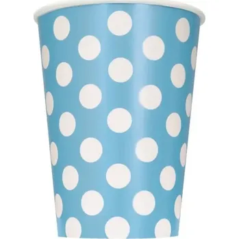 Party nádobí EKO Kelímky papírové - Modré s puntíky, 6ks
