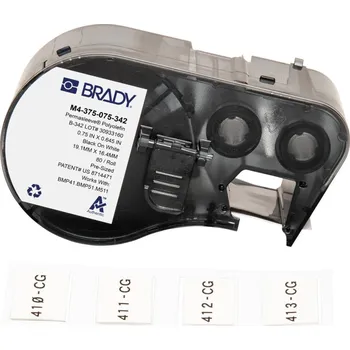Pásek do tiskárny Brady M4-375-075-342 / 170722, 19.05 mm x 16.38 mm, Polyolefin, černý tisk / bílý podklad