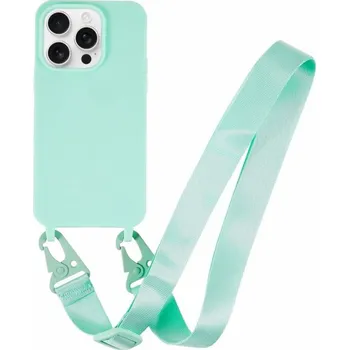 Pouzdro na mobilní telefon Matný kryt s nastavitelným popruhem pro iPhone 15 Pro Max - tyrkysový