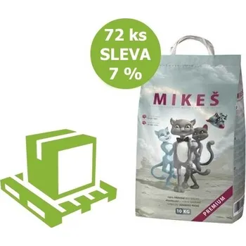 Podestýlka pro kočku MIKEŠ Premium bílé hrudkující 10 kg (paleta 72 ks) SLEVA 7 %