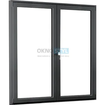 Okno OKNOSTYL.cz plastové balkónové dveře 1700 x 2080 cm REHAU Smartline+ dvoukřídlé Bílá / Antracit - Struktura dřeva (40)
