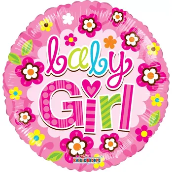 Balónek Fóliový balónek Kruh - Kytičky Baby Girl 46cm (Fóliový balónek Kruh - Kytičky Baby Girl 46cm)