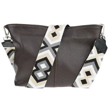 Kabelka NovaKabelka.cz Kožená italská crossbody kabelka Batilda Cafe s přídavným popruhem III