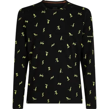 Pánská móda ICEBREAKER Mens 200 Oasis LS Crewe Snow Day AOP, Black/Peridot/Aop velikost: XL