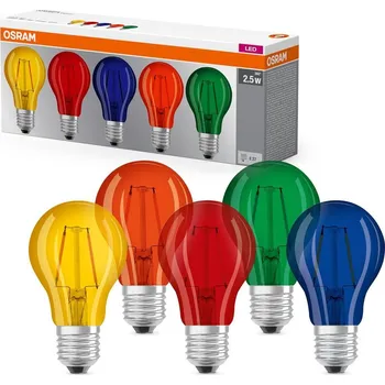 Žárovka Osram Sada LED žárovek klasik vícebarevné, 2,5 W, mix barev, E27, 5 ks