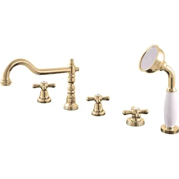 Vodovodní baterie MORAVA RETRO - Vanová baterie 5-otvorová, Zlatá lesklá MK164.0PZ, RAV Slezák Barva: ZLATÁ - lesklá, Rozměr: 3,8"