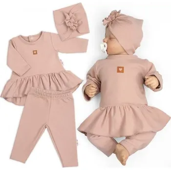Baby Nellys Luxusní bavlněná sada 3D Nature Pudrově Růžová Vel. 86